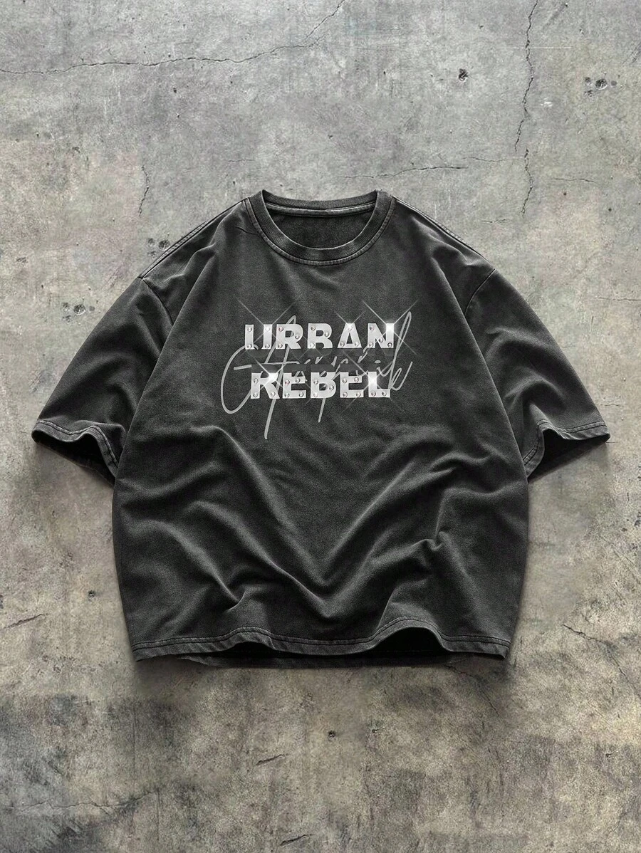 AXEPEAK 男士休闲宽松圆领短袖T恤，夏季日常穿着 - 黑色 - 查看 1