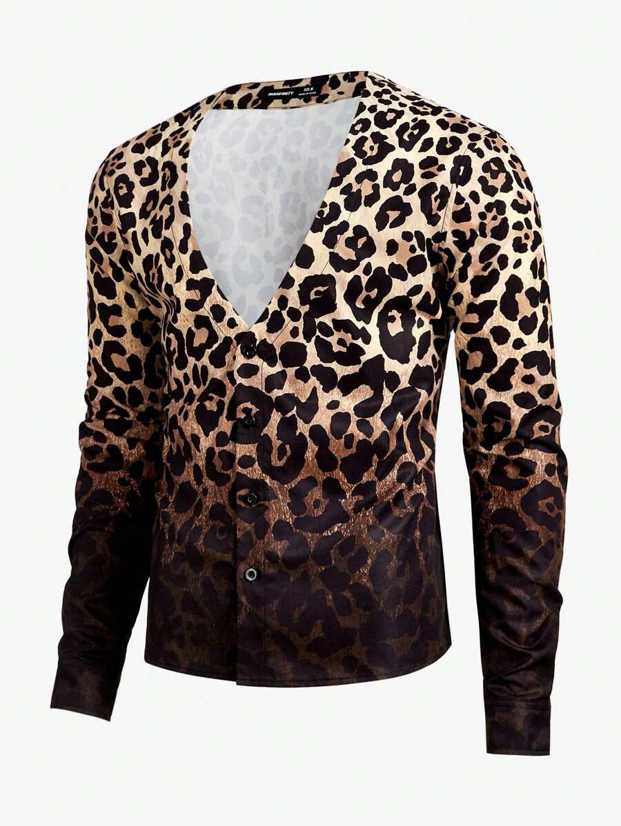 Mainfolk Men's Casual Loose Woven Long Sleeve Shirt, Fashionable Everyday Wear - Black - View 1