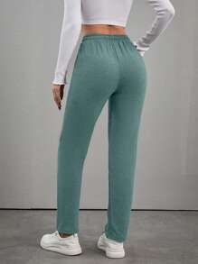 EURMUSE Women's Solid Color Drawstring Waist Pockets Casual Sweatpants, Versatile - Mint Green - View 2