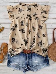 SHEIN CURVE+ Plus Size Women Woven Casual Summer Blouse