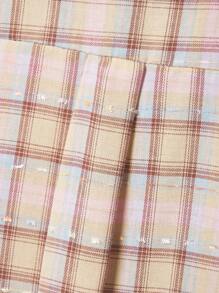 Franclia Women's Casual Everyday Plaid Front Button Long Sleeve Shirt - Pink - View 6