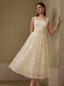 MOTF PREMIUM 亮片刺绣仿珍珠连衣裙 - 黃色 - 查看 6