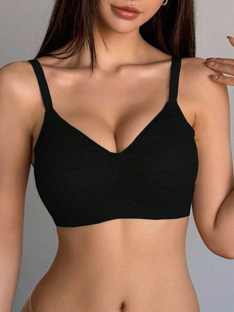 Solid Color Seamless Wireless Lightly Lined Women's Bra Lingerie For Women