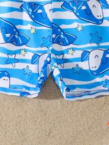 Baby Boy Casual Beach Shorts With Random Cartoon Shark Print