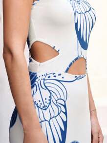 Sunsella Abito lungo elegante da donna estivo senza maniche con cut-out e spacco, adatto per vacanze e spiaggia