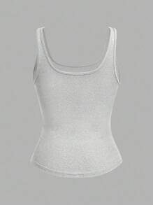 Slaydiva 多件装基本款吊带背心，女式窄罗纹 U 领 G 字形工字背心，黑色、白色和灰色，休闲 - 彩色 - 查看 8