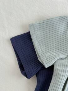 Loomiva 2件套男婴纯色柔软针织圆领短袖连体衣套装