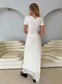 Roylia Women's Fashionable Casual Elegant Fitted Summer T-Shirt - White - View 2