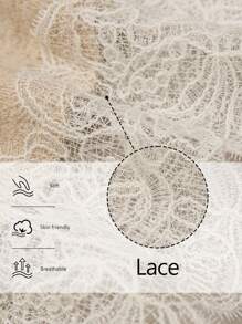 SHEIN LUNE Women's Round Neck Contrast Lace Loose Fashion Knitted Vest - Khaki - View 2