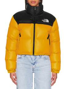 Nuptse 雙面短版絎縫羽絨外套 - 女款黑色羽絨時尚超輕量冬季外套 NF0A5GGEZU31 - 高峰會金/TNF 黑 - 查看 1