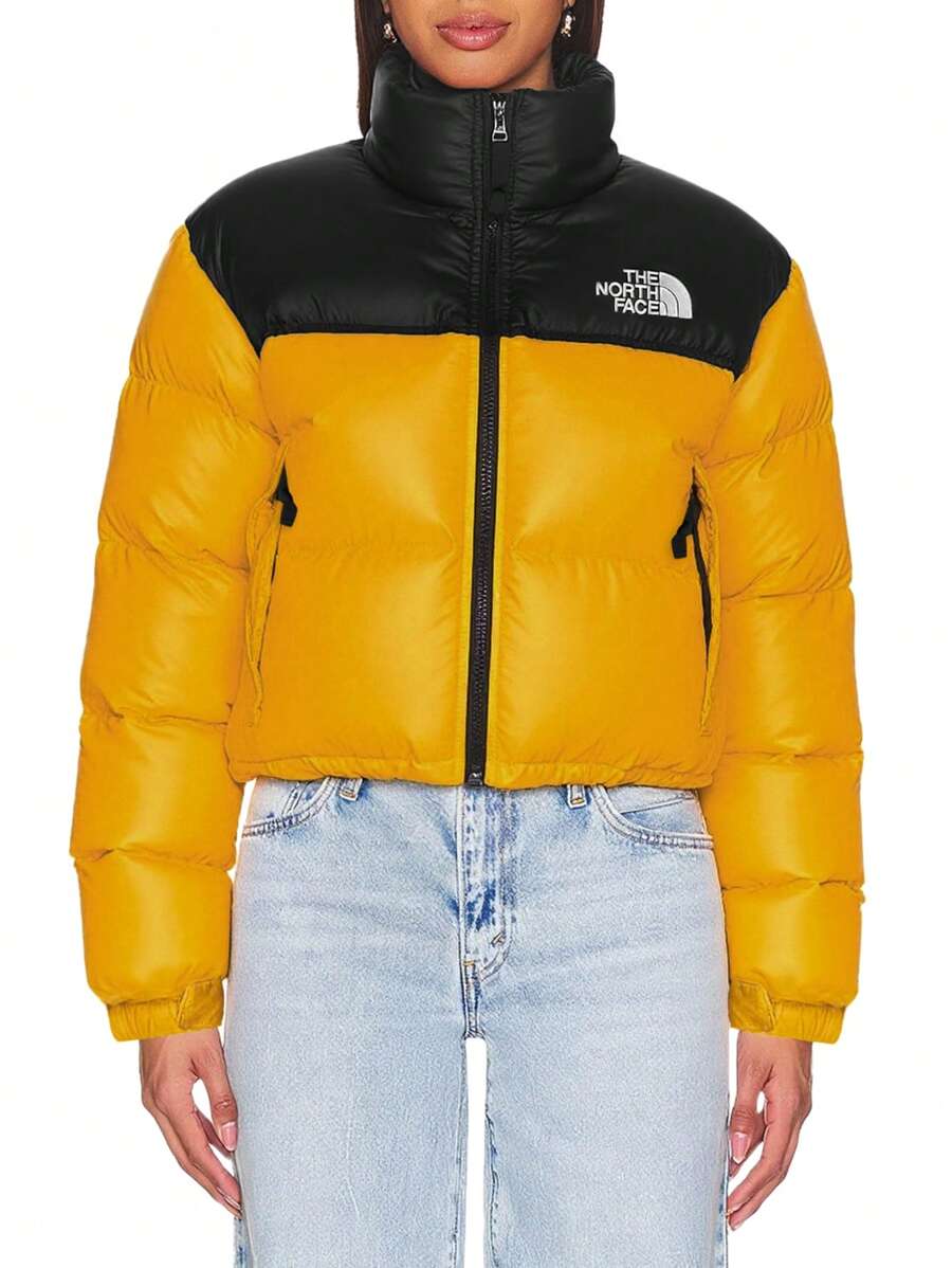 Nuptse 雙面短版絎縫羽絨外套 - 女款黑色羽絨時尚超輕量冬季外套 NF0A5GGEZU31 - 高峰會金/TNF 黑 - 查看 1