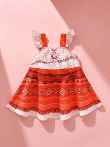 SHEIN Vestido de princesa con volantes en las mangas para bebé niña recién nacida, adecuado para fiestas de cumpleaños, primavera y verano - Multicolor - Ver 3