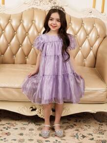 DAZY Falda de malla morada para niñas - Morado Violeta - Ver 3