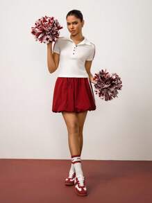 Hanevo 2 Stücke/Set Damen 2025 Sommer Polo Shirt und Volant-Saum Rock Set