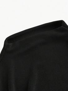 SHEIN MOD Vestido extra largo para mujer con cuello mao y abertura alta - Negro - Ver 3