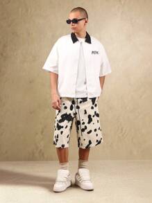 SUMWON Dalmatian Print Loose Fit Cotton Summer Shorts Casual Street Style Wide Leg Jorts With Drawstring Waist Fashion Bottoms - Multicolor - View 3