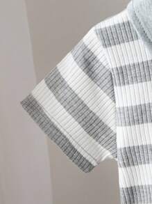 婴儿夏季连体衣，可爱婴儿Polo衫，休闲百搭婴儿服装 - 灰色 - 查看 7