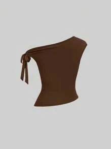 Sweetra Bộ 3 Áo thun trơn màu trơn thoải mái không đối xứng cho nữ - Nhiều màu - Xem 6