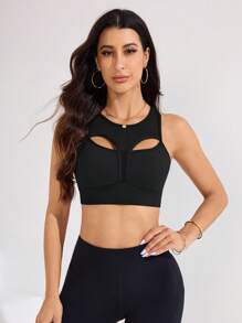 SHEIN Sports 女士全新多功能户外运动跑步健身运动文胸 - 黑色 - 查看 3