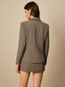 Poéselle Bộ vest kẻ sọc và váy thời trang nữ, Bộ đồ công sở hai mảnh, Áo vest nữ, Áo khoác vest nữ, Váy vest nữ cho mùa thu/đông - màu nâu - Xem 2