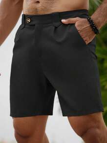 Manfinity Homme Men Solid Slant Pocket Shorts - Black - View 4