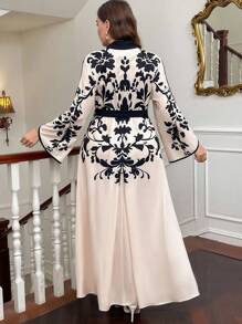 Firerie Plus Size Women's Contrast Color Valentine Print Waist Belt With Side Pockets - Apricot - View 2