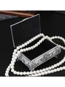 1 قطعة صندوق مجوهرات، مربع، قلب، سداسي، حاوية لتخزين الخواتم والأقراط والاكسسوارات، قطعة ديكورية بطراز قصري أوروبي رجعي