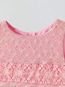 Maija Kids Maija Kids Young Girl Patchwork Pattern Fabric Contrast Color Sleeveless Fashion Dress