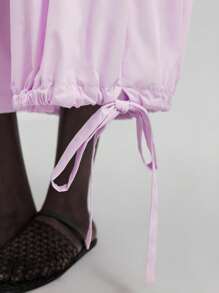 Ontre 2025夏秋季简约休闲纯色A字裙女套装，百搭日常通勤音乐节商务休闲度假夏威夷风音乐节 - 淡紫色 - 查看 7