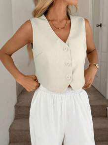 Easowa 浅杏色背心、OL衬衫