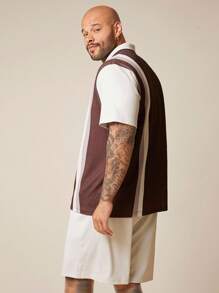 EASEVO 大码男士休闲针织短袖 Polo 衫和短裤两件套，适合夏季