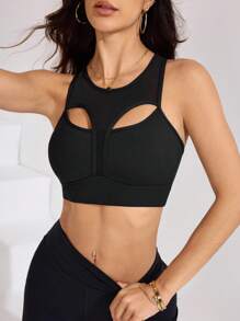 SHEIN Sports 女士全新多功能户外运动跑步健身运动文胸 - 黑色 - 查看 6