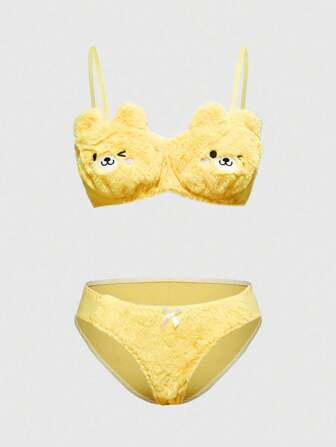Kawaii Cute Plush Bear Wireless Bra Set
