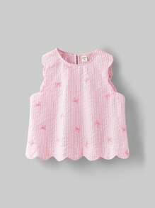 Maija Kids Maija Kids Camiseta de tirantes para niña preadolescente con cuello redondo y decoración floral 3D - Rosa - Ver 1