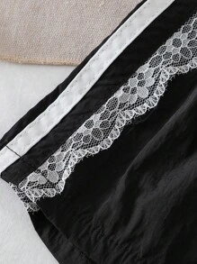 Genkimix Kids Pantalones cortos deportivos anchos de estilo suelto con parches de encaje, versión coreana de moda casual para niñas preadolescentes en verano
