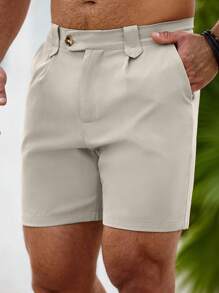 Manfinity Homme Manfinity Men Solid Slant Pocket Shorts Casual - Apricot - View 5