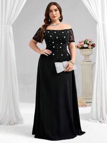 Coutiva Vestido de noche formal de talla grande (con adornos pesados) - Multicolor - Ver 4