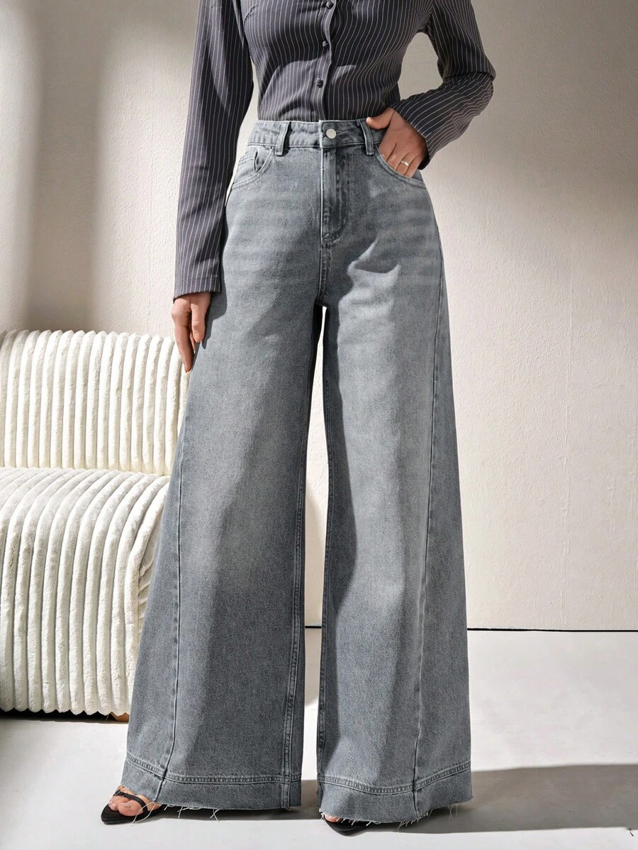 CLARA VERO PANTALÓN ANCHO DE TIRO ALTO ESTILO CASUAL JAN