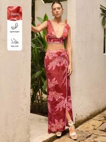 Sunsella Top corto ajustado con estampado para verano, ropa de playa, ropa de resort para vacaciones, "Old Money" - Multicolor - Ver 1