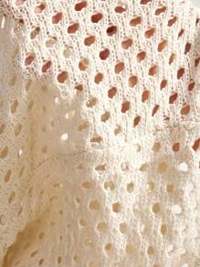 Bohemela Áo len cardigan dệt kim khoét lỗ màu trơn đơn giản cho kỳ nghỉ của phụ nữ - Màu be - Xem 7