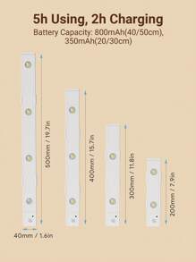 Teckwe 20CM/30CM/40CM/50CM 橱柜下照明，可充电电池供电 LED 夜灯，室内运动传感器灯，3 种模式壁橱灯，适用于厨房、楼梯、走廊、房间装饰的无线台下灯，白色 - 白色 - 查看 6
