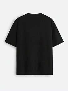 SHEIN LUNE Women's Drop Shoulder Cat Funny Meme T-Shirt, Christmas - Black - View 2