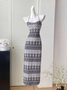 INAWLY Vacation Casual Geometric Print Cami Dress - Multicolor - View 4