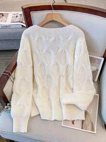 Regalyn Plus Size Women V-Neck Bow Decor Elegant Casual Sweater Top Knit Pullover Fall Winter Autumn