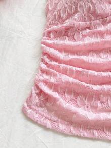 Soleia 女士度假花卉纹理针织 V 领花卉金属纽扣修身吊带背心，适合约会、下午茶、海滩、游轮、城市旅行、音乐节、派对、波西米亚风的休闲装 - 淺粉色 - 查看 3