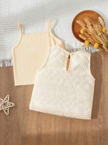 Blossori 2pcs Baby Girls Countryside Style Faux Fur Vest/Knit Undershirt Set