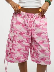 SUMWON WOMEN Pantalones cargo de utilidad tipo festival, bermudas largas con bolsillos, estilo militar para el verano, ropa casual de playa y vacaciones