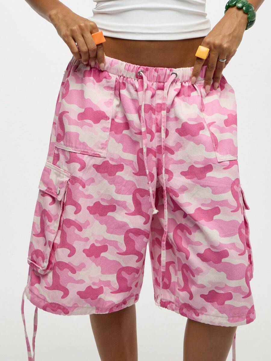 SUMWON WOMEN Pantalones cargo de utilidad tipo festival, bermudas largas con bolsillos, estilo militar para el verano, ropa casual de playa y vacaciones
