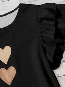 SHEIN Clasi Curve Plus Size Women's Daily Casual Elegant Print Round Neck Double Layer Small Cap Sleeve Loose Blouse,Summer For Women Suitable For Going Out - Multicolor - View 4