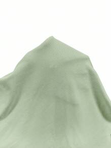 Firerie 大码夏季优雅纯色荷叶边不对称下摆露肩连衣裙 - 薄荷綠 - 查看 6
